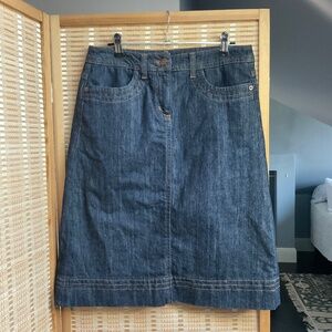 Boden Denim Mini Skirt Dark Wash Knee Length A-line Stretch Jean Skirt